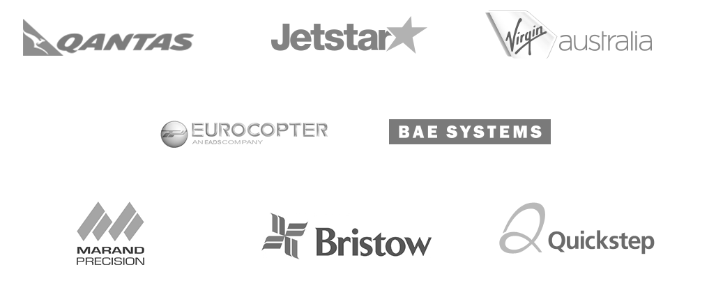 Qantas, Jetstar, Virgin Australia, Eurocopter, Bae Systems, Marand Precision, Bristow, Quickstep